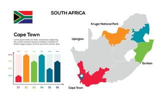 South Africa map. image of a global map in the form of regions of regions. Country flag. Infographic timeline. Easy to edit vector