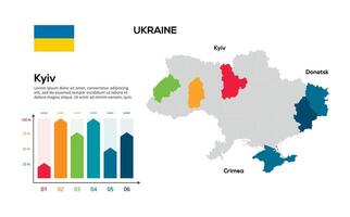 Ukraine map. image of a global map in the form of regions of regions. Country flag. Infographic timeline. Easy to edit vector