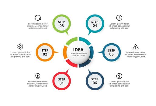 Creative concept for infographic with 6 steps, options, parts or processes. Business data visualization. vector