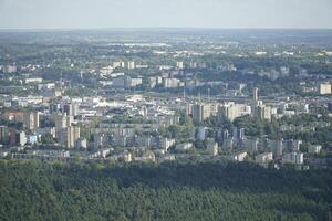 Vilnius, Lithuania - September 4th 2023 - Aerial view on residential buildings from TV tower photo
