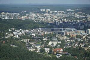 Vilnius, Lithuania - September 4th 2023 - Aerial view on residential buildings from TV tower photo