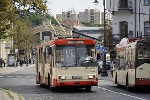 Vilnius, Lithuania - September 6th 2023 - Public transportation - old trolley bus photo