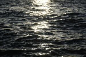 Sun reflecting in water surface photo