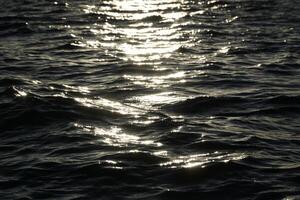 Sun reflecting in water surface photo