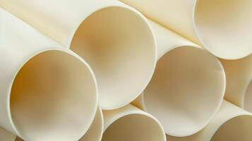 Creamcolored PVC pipe with a velvety texture and smooth rounded edges photo