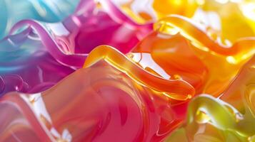 A closeup of a colorful and vibrant wax melt with its smooth and shiny finish reflecting the light and creating an almost glasslike texture photo