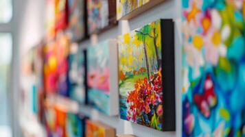 A display of visually stimulating paintings and artwork designed specifically for people with dementia or Alzheimers photo
