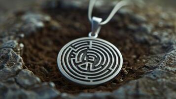 A pendant with a labyrinth design reflecting the complex nature of memory and its recall photo