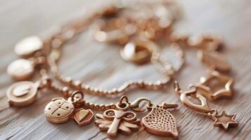 A charm bracelet with unique symbols representing each persons individual memory triggers photo