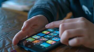A person using a memory card game app on their phone to sharpen their retention abilities photo