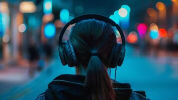 A memory lane with a person walking through it while listening to their personalized music photo