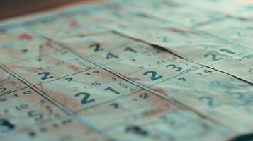 A calendar with multiple overlapping events symbolizing the stress and overwhelm of a busy schedule for individuals with anxiety disorders photo