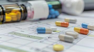 A diagram of a daily medication schedule emphasizing the importance of following a routine for proper medication management photo