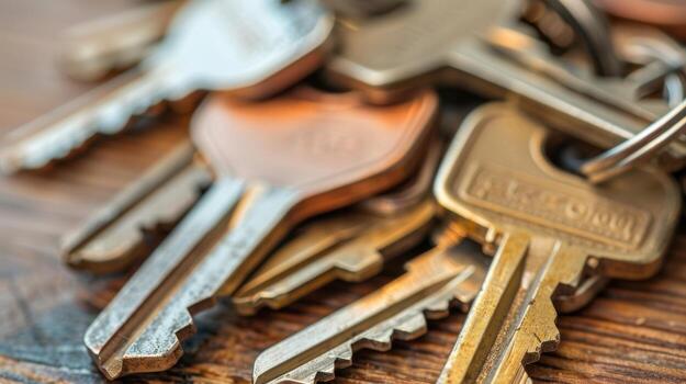 Labels on keys for different locks in the house such as front door and garage to avoid frustration and ensure easy access photo