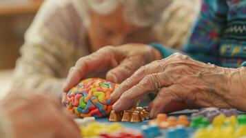 A the and elderly patient engaging in cognitive exercises to improve memory and brain function photo