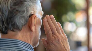 A person with a hearing impairment using sign language and visual aids to communicate and remember important information photo