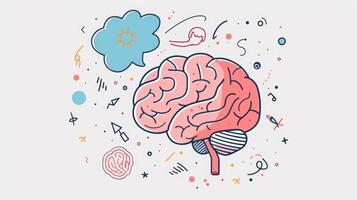 Illustration of a brain with a thought bubble containing positive affirmations highlighting the power of positive thinking in promoting good brain health photo