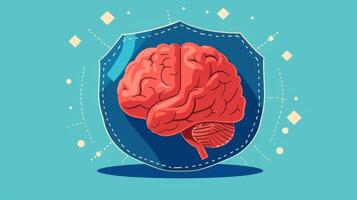 Illustration of a brain with a protective shield representing the benefits of brain health supplements in preventing agerelated cognitive decline photo