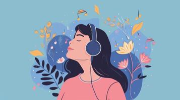 An image of a person listening to calming music on a cognitive therapy app highlighting the role of music therapy in promoting brain health photo