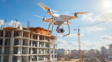 The drones GPS technology allows for precise tracking of the construction site providing accurate data on progress and site boundaries photo