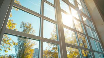 Large windows being installed allowing ample natural light to reduce the need for artificial lighting and promote energy conservation photo
