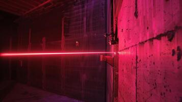 A laser beam carefully pointed at a wall ensuring that it will be perfectly vertical and aligned with the rest of the structure photo