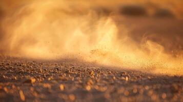 Mesmerizing patterns created by a dust devil as it gracefully glides across the desert photo
