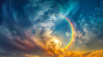 A celestial spectacle where the clouds become a canvas for the sun to paint vivid colors in the form of a circumhorizontal arc photo