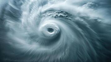 The powerful winds of a hurricane shaping the clouds into a distinct circular pattern photo