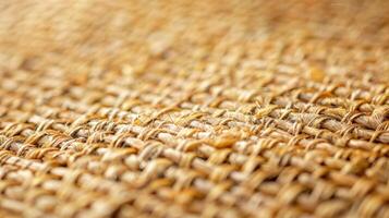 The texture of the woven straw mat is both rough and smooth with tiny bumps and grooves adding depth and character photo