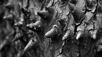 Rough and jagged edges sharp to the touch as if this once mighty wood has been transformed into a fortress of imposing spikes and ridges photo