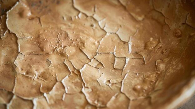 A closeup of a handmade bowl made from lumpy clay with visible fingerprints and uneven edges photo