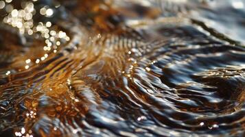 A closeup shot of a rivers surface showcasing the intricate patterns created by the ripples and how they shift and change as the water flows photo
