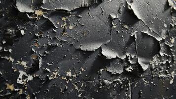 The rough and jagged edges of flaking paint dancing in the light and casting shadows on the machinerys surface photo