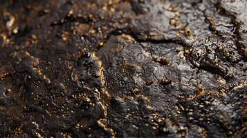 Finally a closeup of a greasy filter reveals a dense fibrous texture with clumps of oil and dirt intertwined. The surface appears matted and sticky with a heavy layer of grime photo
