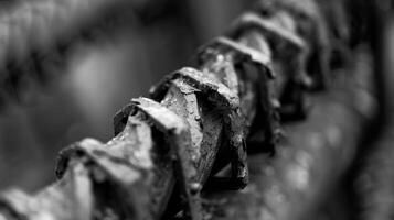 The sharp curve of a rebar accompanied by subtle dents and nicks giving it a sense of movement frozen in time photo