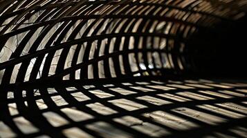 The dramatic contrast of light and shadow on a bent rebar highlighting its sy yet delicate form photo