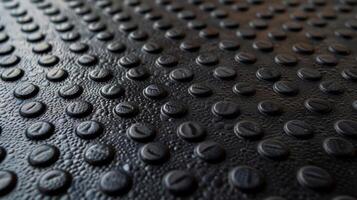 Tiny raised circular patterns tered across the surface adding a level of grip and elasticity to the otherwise rigid synthetic rubber material photo