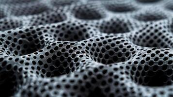 Similar to a honeycomb this synthetic rubber texture allows for air pockets within the material creating a lightweight and breathable surface that retains remarkable strength photo