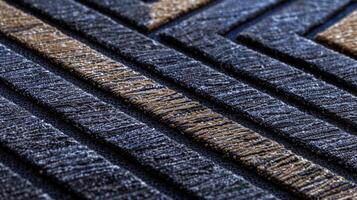 A closeup shot of a mat featuring a combination of diagonal and horizontal lines creating a visually appealing pattern while also ensuring slip resistance photo