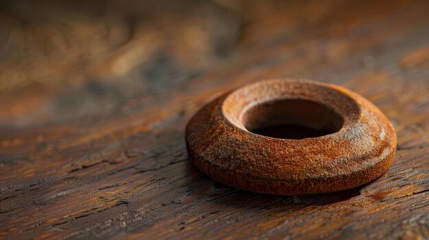 The distorted shape of a grommet softened and warped from years of use photo