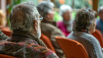 A support group meeting at the Memory Cafe where individuals with dementia and their caregivers can find understanding and empathy photo