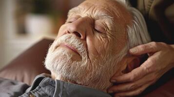 A caregiver receiving a massage from a trained spet to relieve tension and stress photo