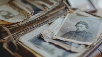 A before and after shot of a memory book showing how old photos have been restored and organized