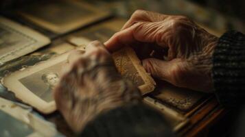 A hand holding onto a faded photograph symbolizing the struggle to hold onto meaningful memories photo