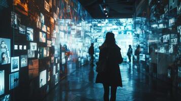 A digital memory wall with constantly changing images and messages highlighting the everevolving nature of our memories photo
