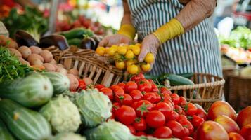 A person shopping for ingredients at a local farmers market emphasizing the value of choosing fresh locallysourced foods for a brainhealthy diet photo