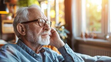 Elderly man taking a daily regimen of brain health supplements to stay sharp and focused photo