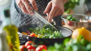 A person cooking a meal using a variety of herbs and es that have been linked to improved brain function and memory retention photo