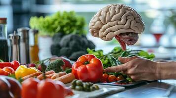A person with a brain injury using meal times as an opportunity for cognitive rehabilitation exercises photo